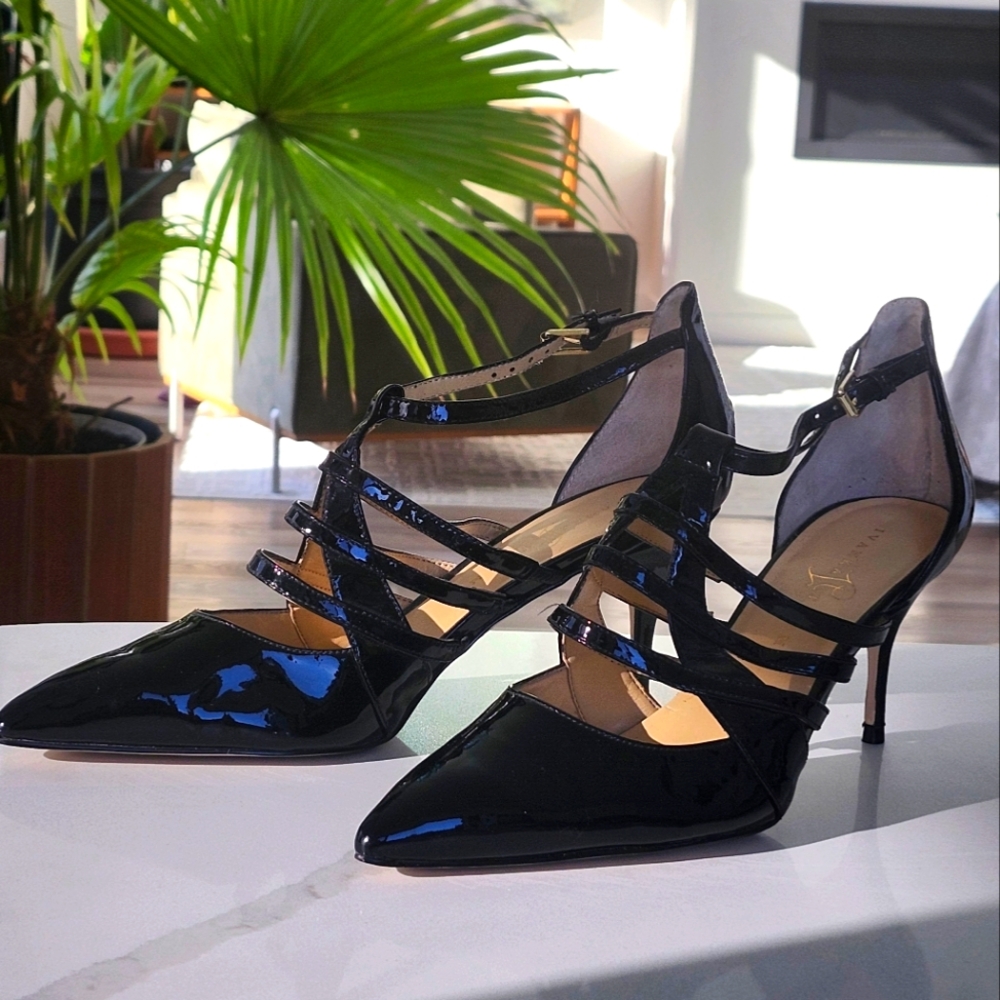 Black Patent Strappy Stiletto Heels